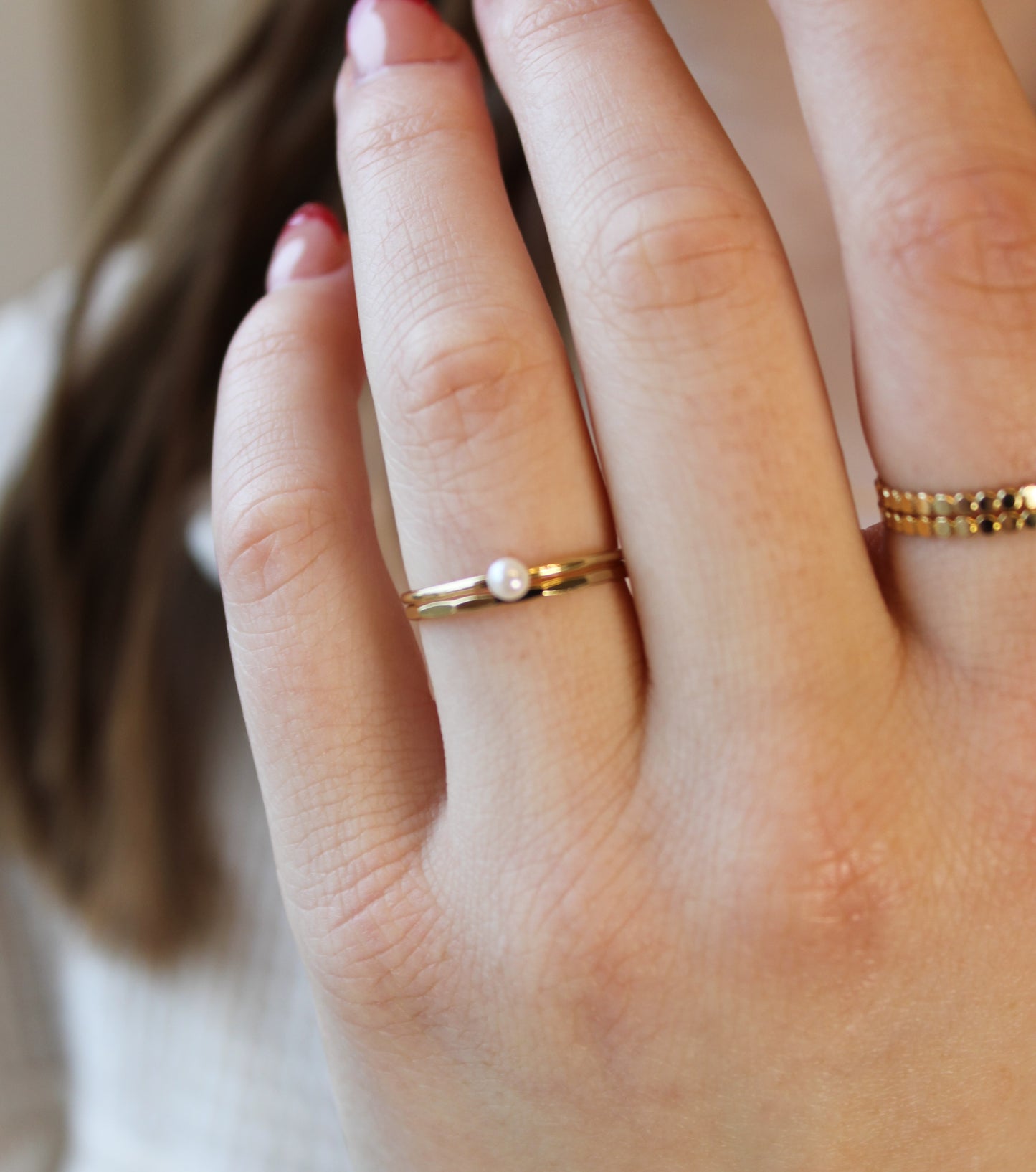 Crystal Pearl Stacking Ring