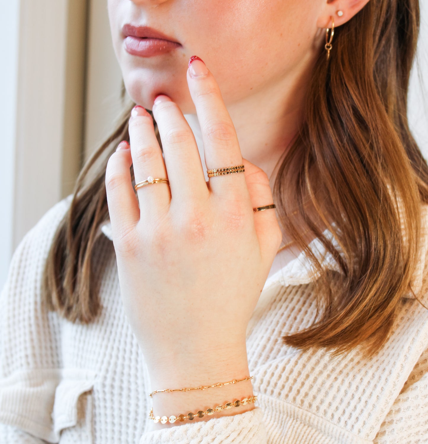 Crystal Pearl Stacking Ring