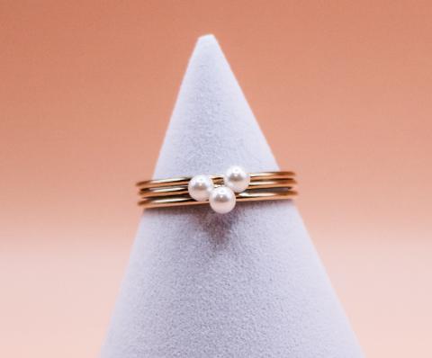 Crystal Pearl Stacking Ring