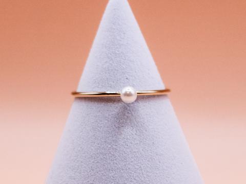 Crystal Pearl Stacking Ring